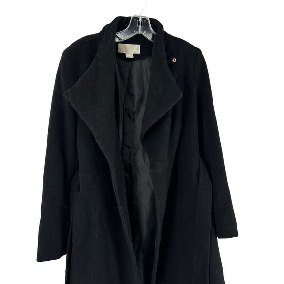 Michael Kors Walker Coat Black Wool Blend Belted Womens Size Small Classic Coat - Picture 4 of 14